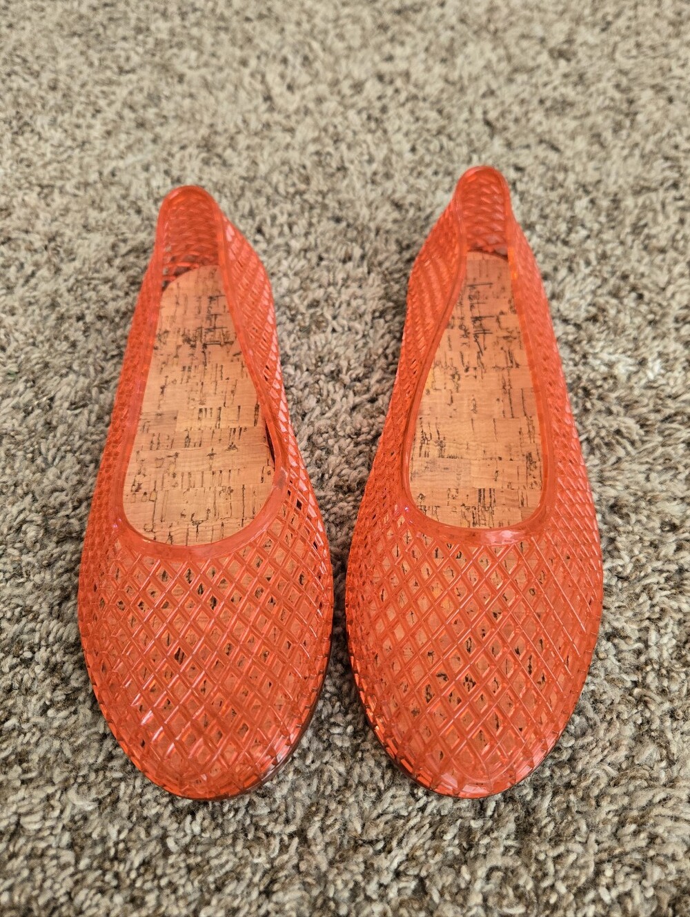 Nicole Miller Red Orange Lattice Jelly Ballet Flats